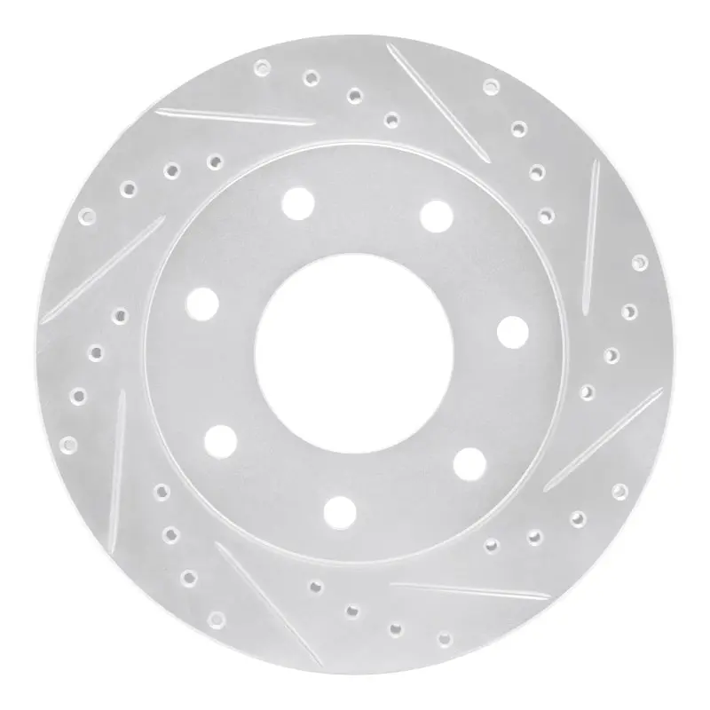 R1 97-04 Ford F-150 4Wd Front Right Drilled & Slotted Silver Brake Rotor 1