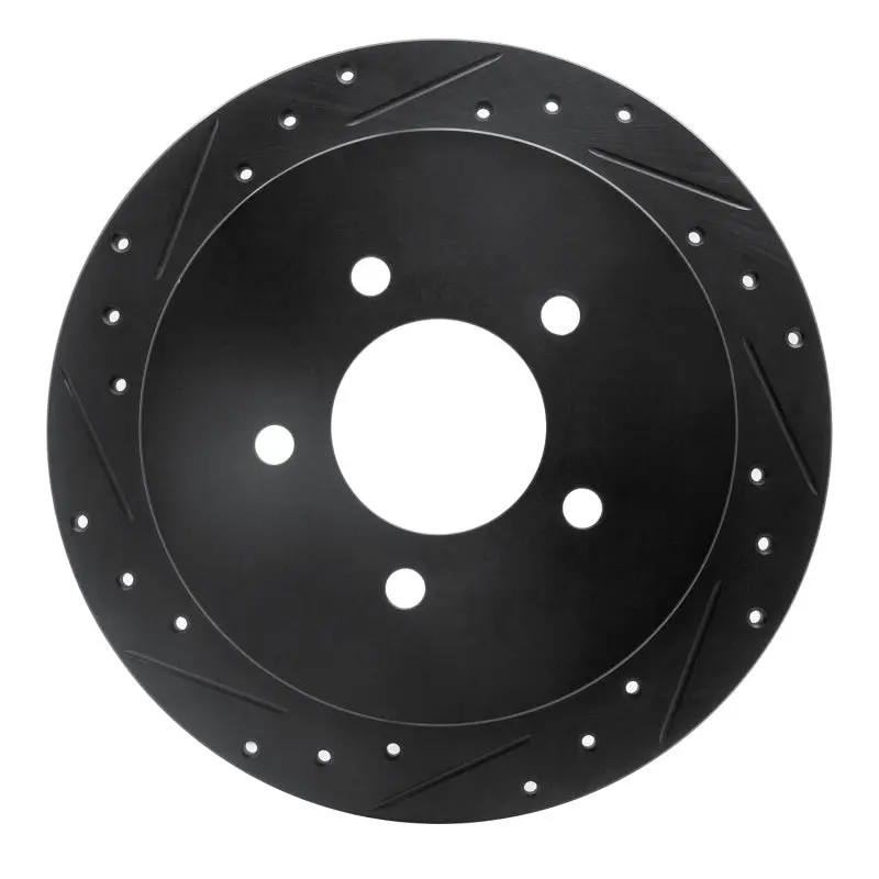 R1 97-04 Ford F-150 Rwd Rear Left Drilled & Slotted Black Brake Rotor 1