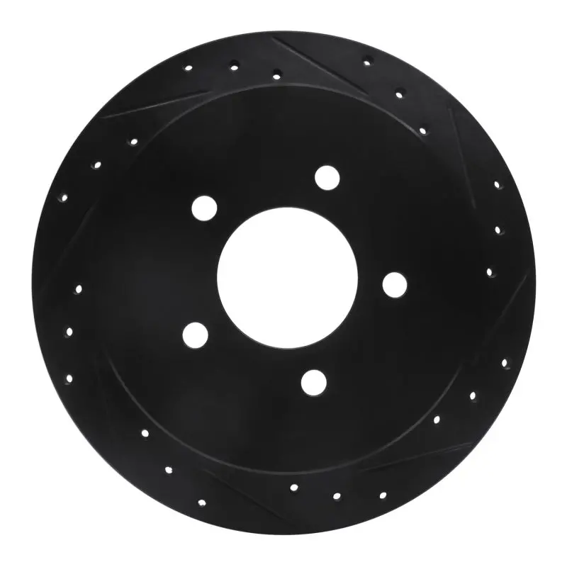 R1 97-04 Ford F-150 Rwd Rear Right Drilled & Slotted Black Brake Rotor 1