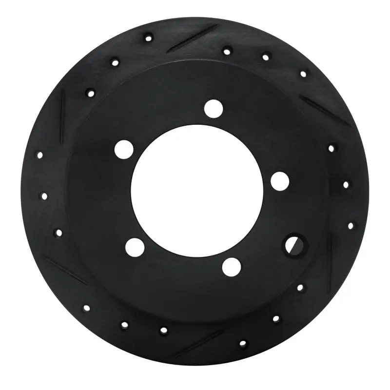 R1 97-04 Mitsubishi Diamante Rear Left Drilled & Slotted Black Brake Rotor 1