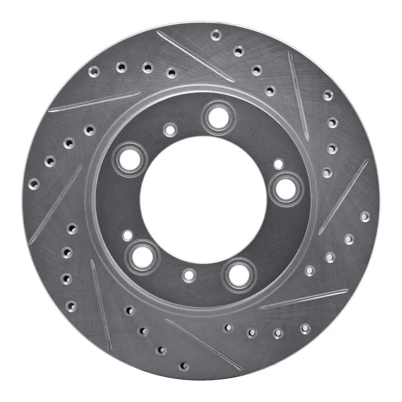 R1 97-04 Porsche Boxster Rear Right Drilled & Slotted Silver Brake Rotor 1