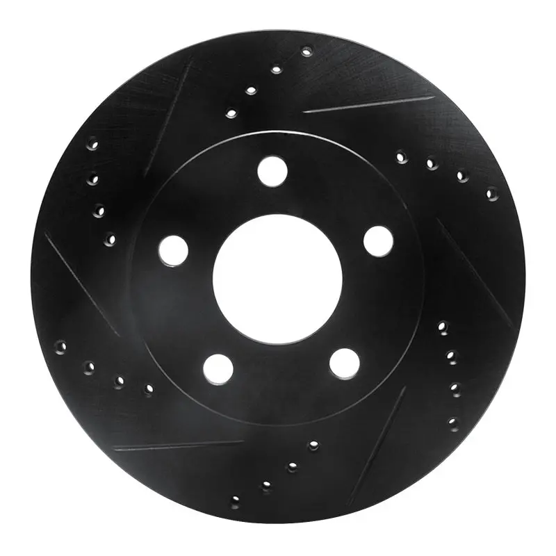 R1 97-05 Chevrolet Classic Front Left Drilled & Slotted Black Brake Rotor 1