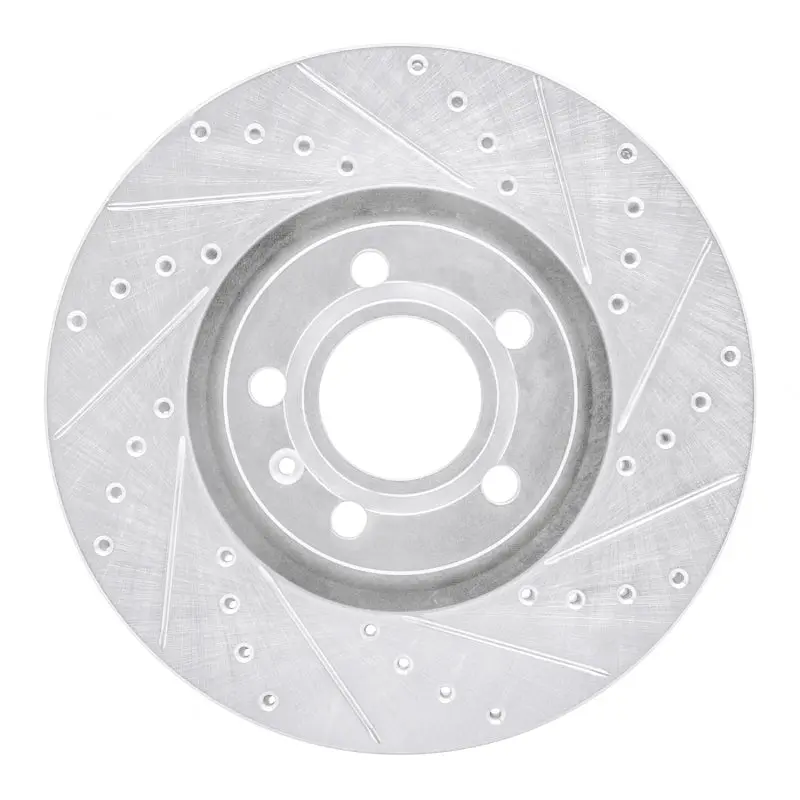 R1 97-06 Audi A6 Quattro Front Right Drilled & Slotted Silver Brake Rotor 1