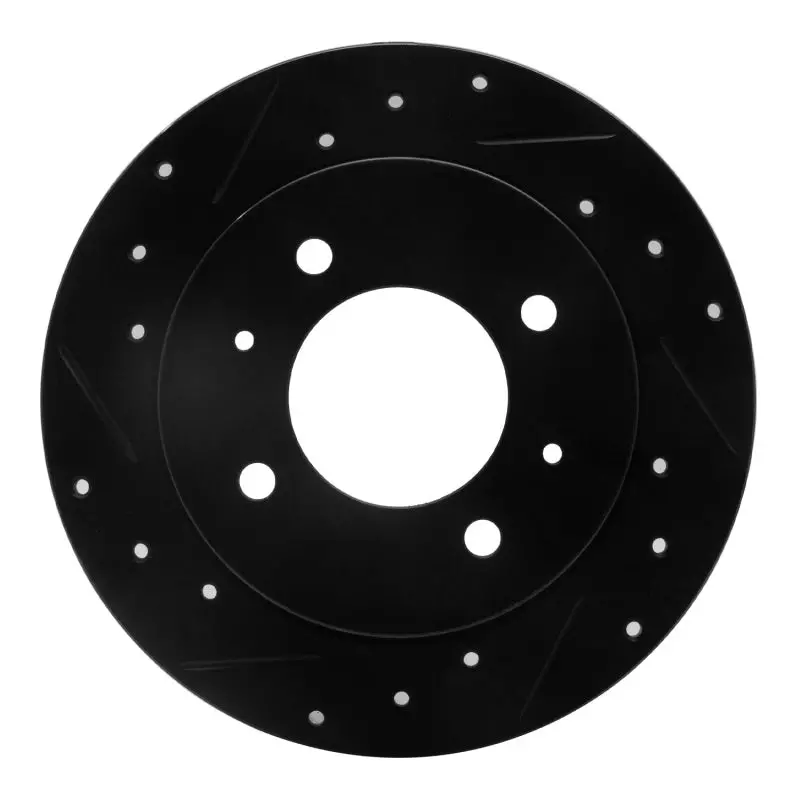 R1 97-06 Hyundai Elantra Rear Left Drilled & Slotted Black Brake Rotor 1