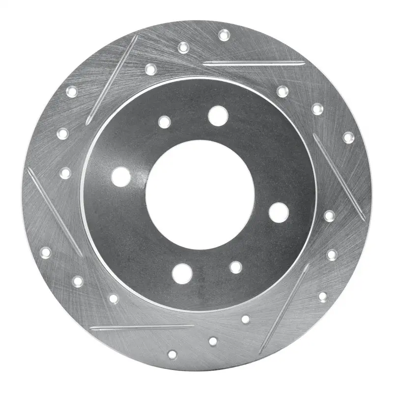 R1 97-06 Hyundai Tiburon Rear Left Drilled & Slotted Silver Brake Rotor 1