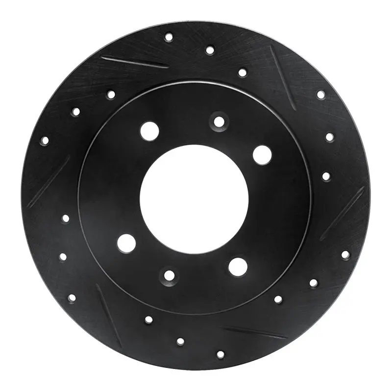 R1 97-06 Hyundai Tiburon Rear Right Drilled & Slotted Black Brake Rotor 1