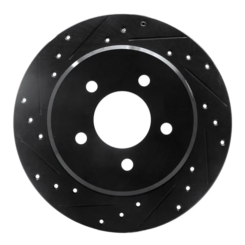 R1 97-07 Chrysler Town & Country Rear Left Drilled & Slotted Black Brake Rotor 1