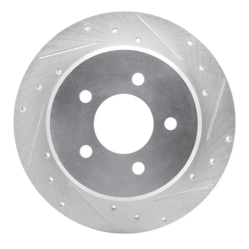 R1 97-07 Chrysler Town & Country Rear Right Drilled & Slotted Silver Brake Rotor 1
