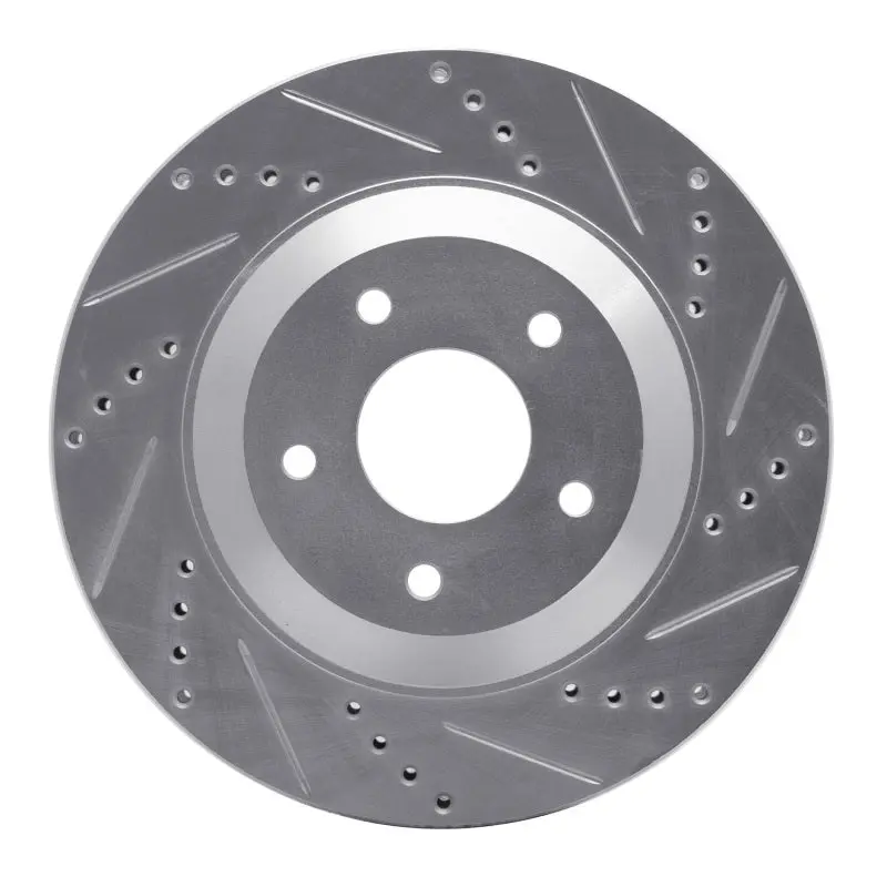 R1 97-09 Cadillac Xlr Left Front Drilled & Slotted Silver Brake Rotor 1