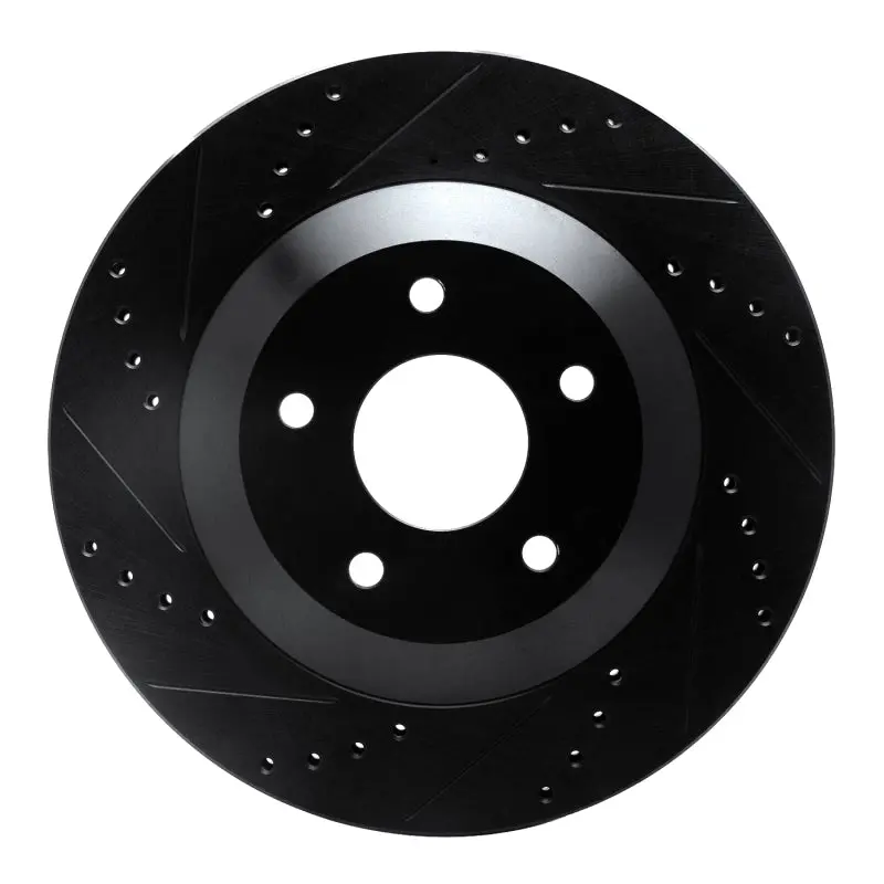 R1 97-09 Cadillac Xlr Right Front Drilled & Slotted Black Brake Rotor 1
