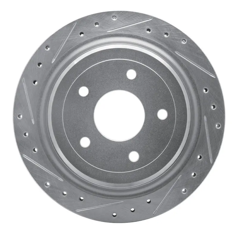 R1 97-13 Cadillac Xlr Rear Left Drilled & Slotted Silver Brake Rotor 1