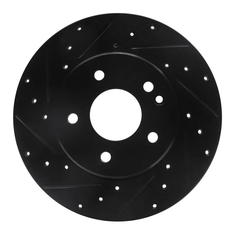 R1 97-98 Mercedes-Benz C230 Front Left Drilled & Slotted Black Brake Rotor 1