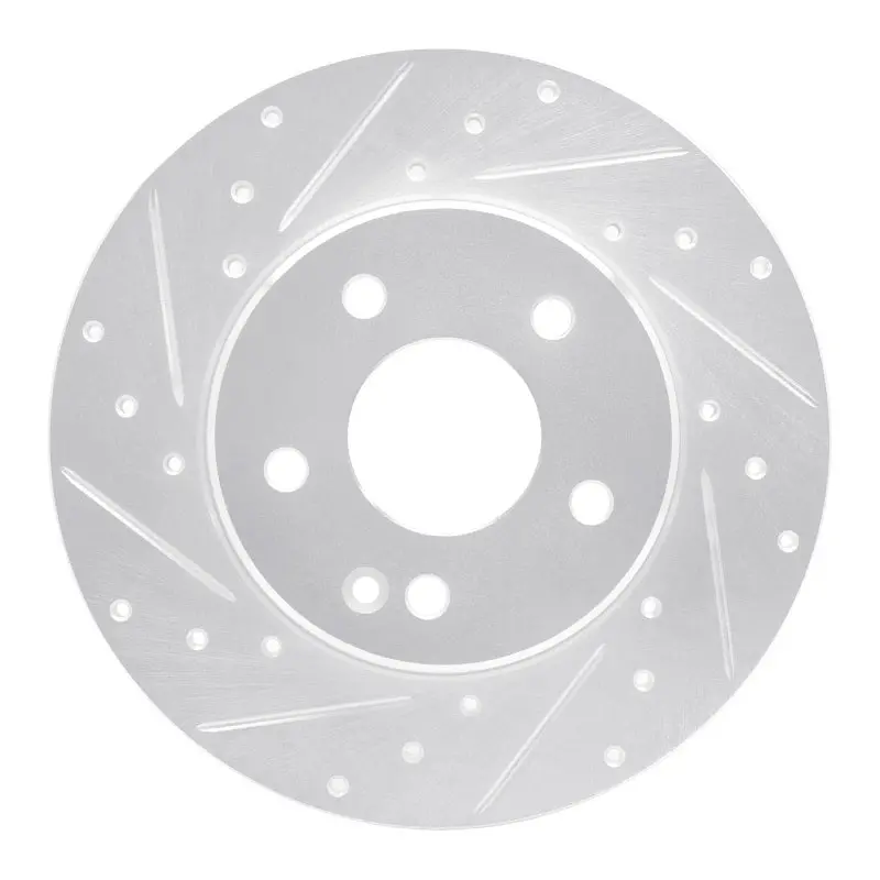 R1 97-98 Mercedes-Benz C230 Front Left Drilled & Slotted Silver Brake Rotor 1