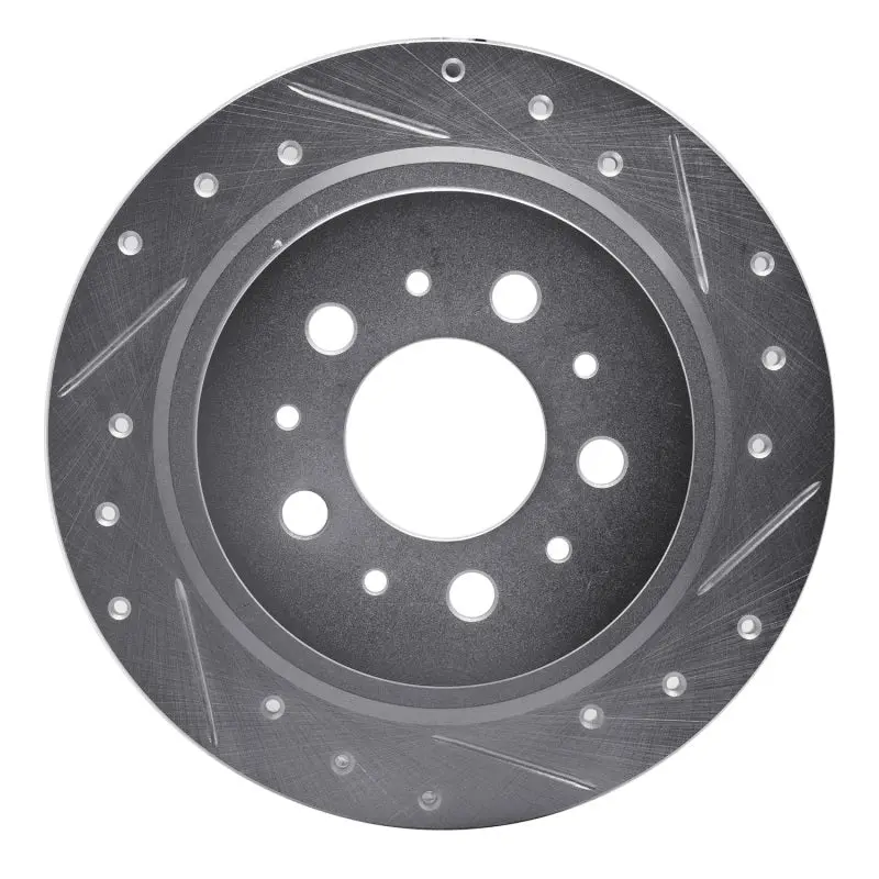 R1 97-98 Volvo V90 Rear Right Drilled & Slotted Silver Brake Rotor 1