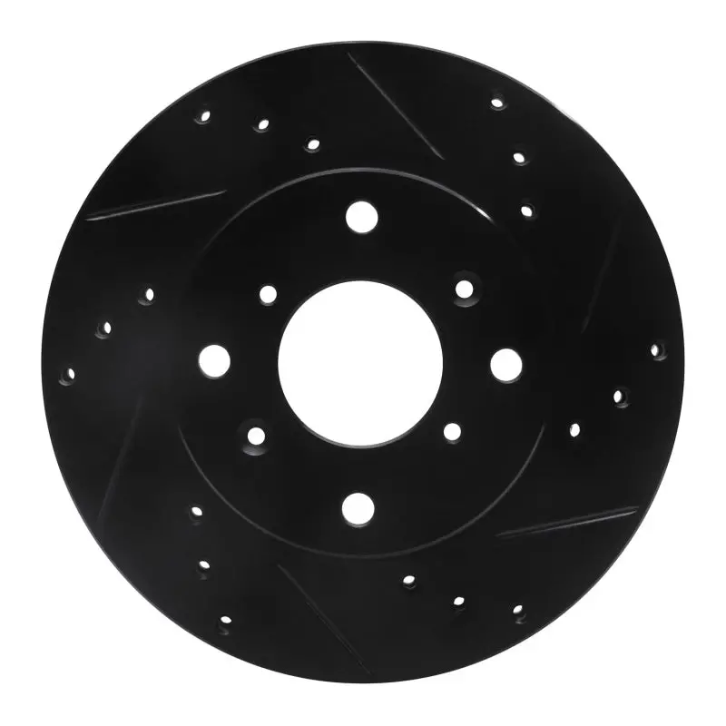 R1 98-02 Acura Cl Front Right Drilled & Slotted Black Brake Rotor 1