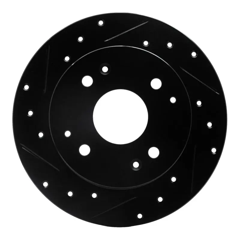 R1 98-02 Acura Cl Rear Left Drilled & Slotted Black Brake Rotor 1