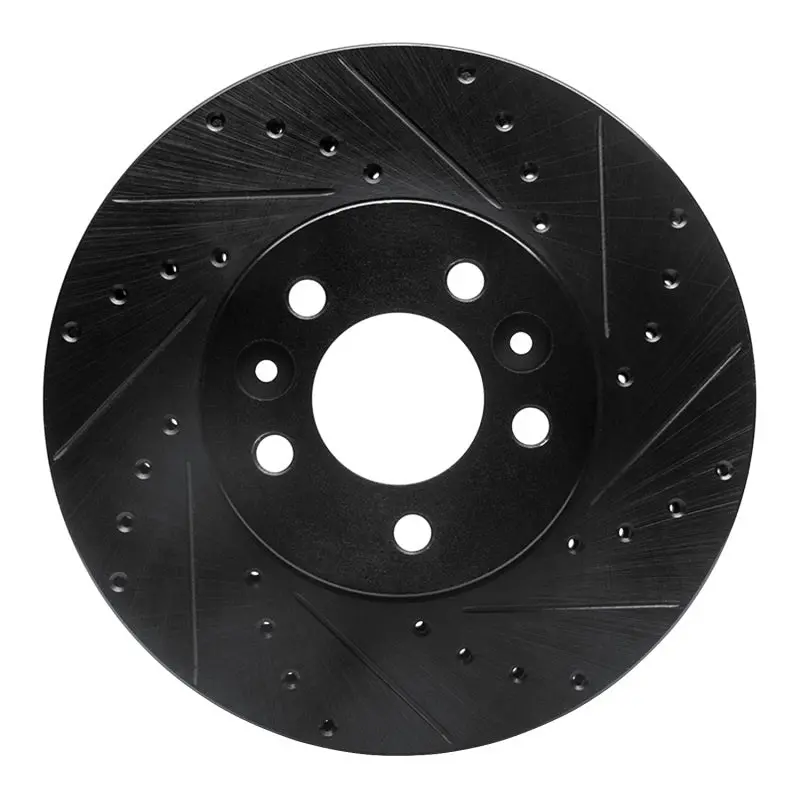 R1 98-02 Ford Crown Victoria Front Right Drilled & Slotted Black Brake Rotor 1