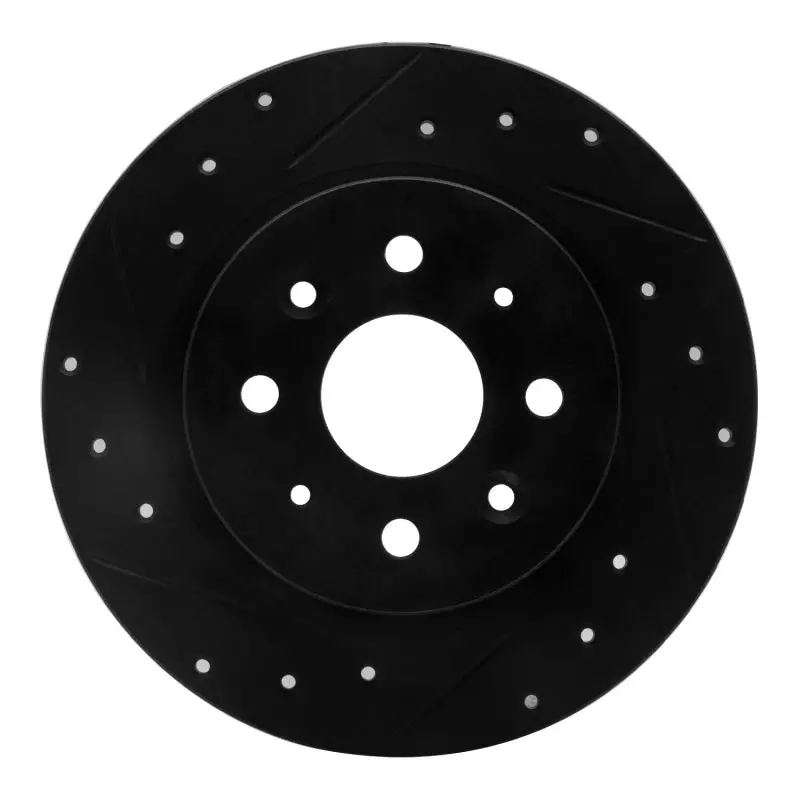 R1 98-03 Kia Sephia Rear Left Drilled & Slotted Black Brake Rotor 1