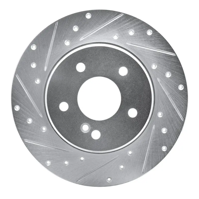 R1 98-03 Mercedes-Benz E320 Rear Left Drilled & Slotted Silver Brake Rotor 1