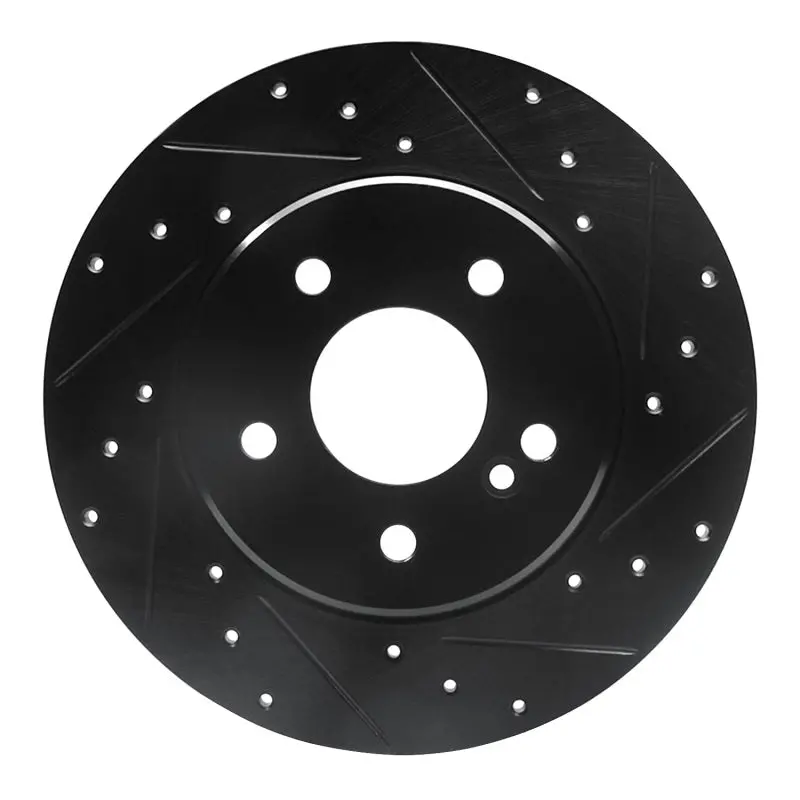 R1 98-03 Mercedes-Benz E320 Rear Right Drilled & Slotted Black Brake Rotor 1