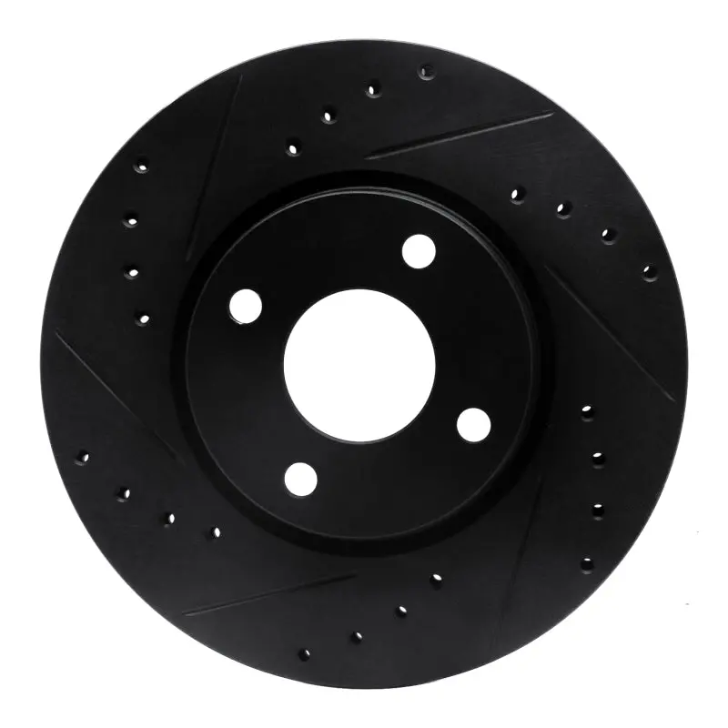 R1 98-04 Ford Contour Front Left Drilled & Slotted Black Brake Rotor 1