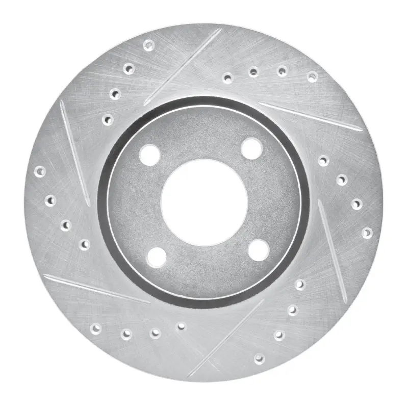 R1 98-04 Ford Contour Front Left Drilled & Slotted Silver Brake Rotor 1