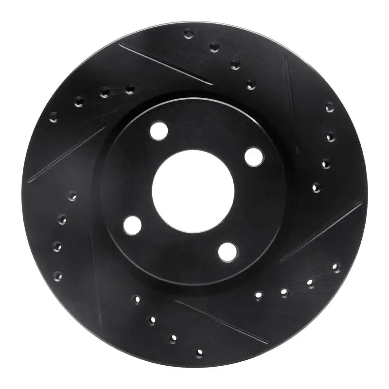 R1 98-04 Ford Contour Front Right Drilled & Slotted Black Brake Rotor 1