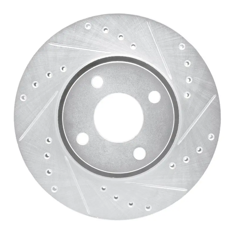 R1 98-04 Ford Contour Front Right Drilled & Slotted Silver Brake Rotor 1