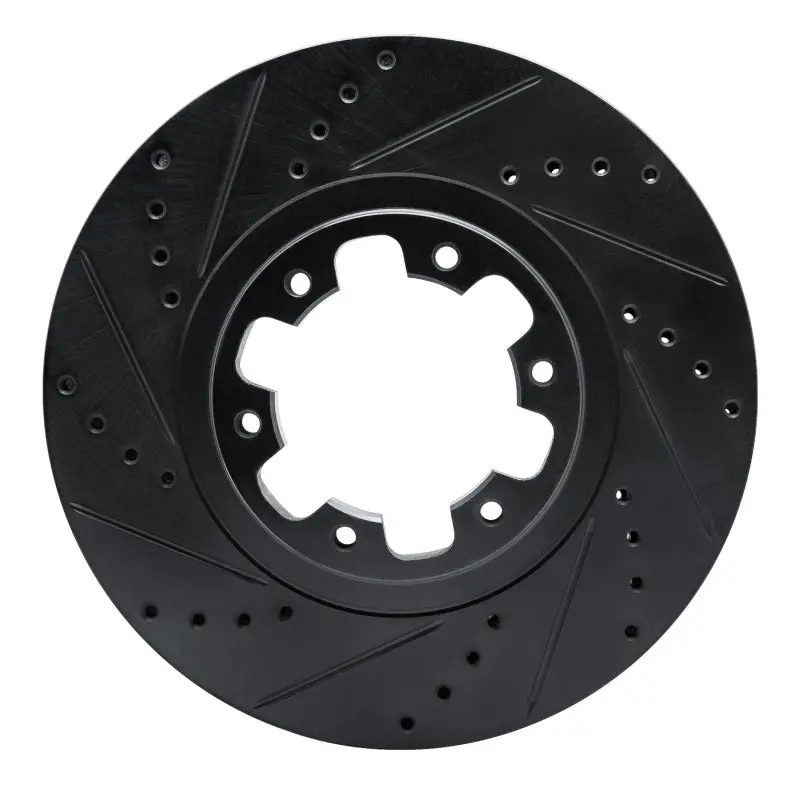 R1 98-04 Infiniti Qx4 Front Left Drilled & Slotted Black Brake Rotor 1