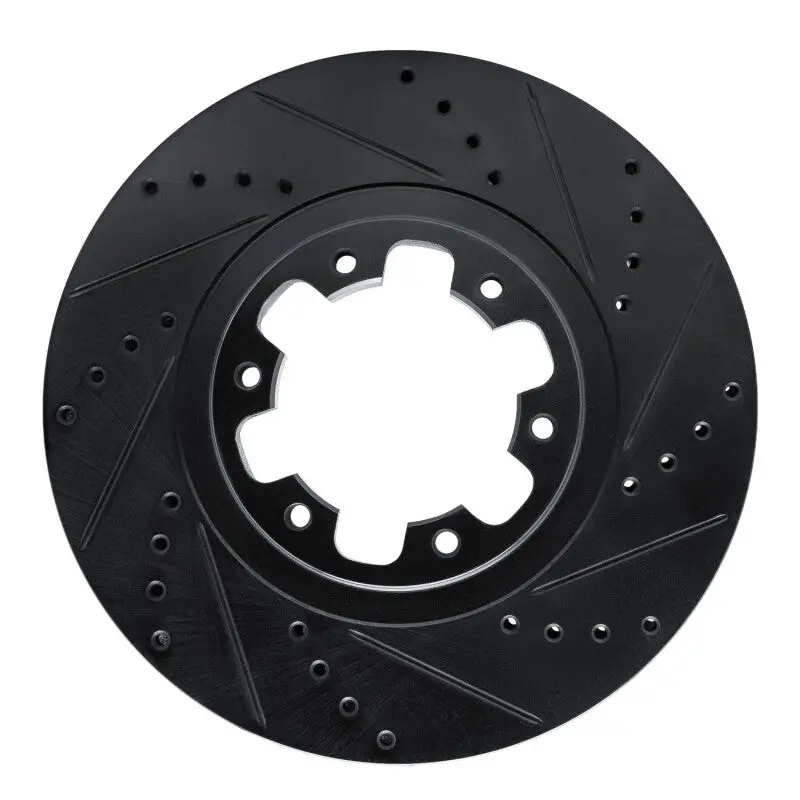 R1 98-04 Infiniti Qx4 Front Right Drilled & Slotted Black Brake Rotor 1