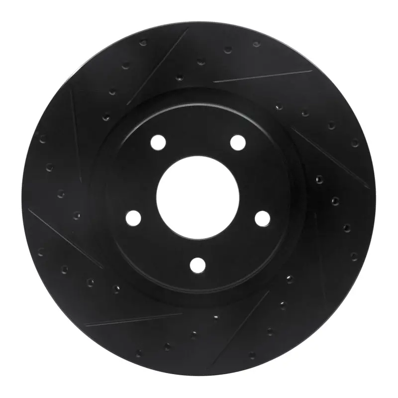 R1 98-06 Jaguar Xk8 Front Left Drilled & Slotted Black Brake Rotor 1