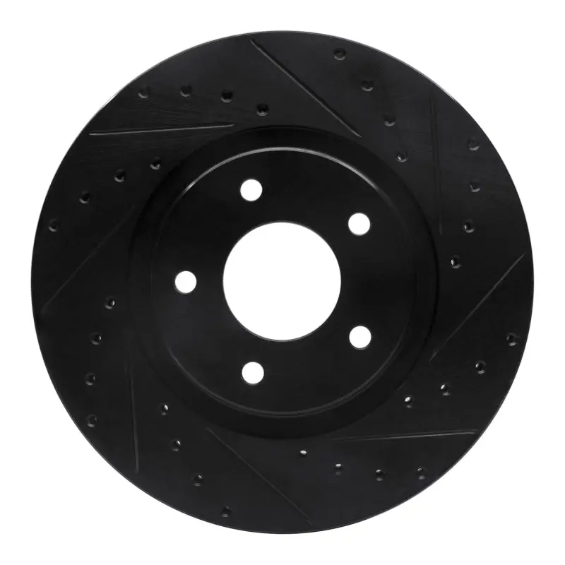 R1 98-06 Jaguar Xkr Front Right Drilled & Slotted Black Brake Rotor 1