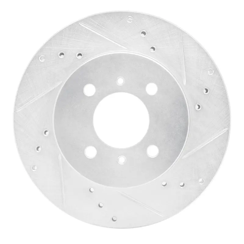 R1 98-07 Mitsubishi Lancer Front Right Drilled & Slotted Silver Brake Rotor 1