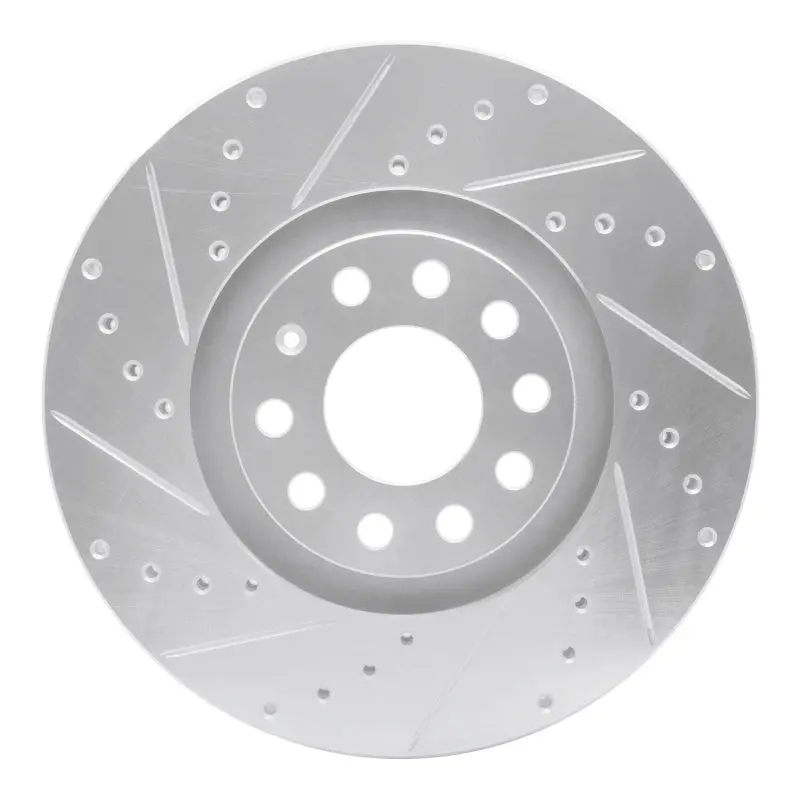 R1 98-09 Audi A4 Quattro Front Left Drilled & Slotted Silver Brake Rotor 1