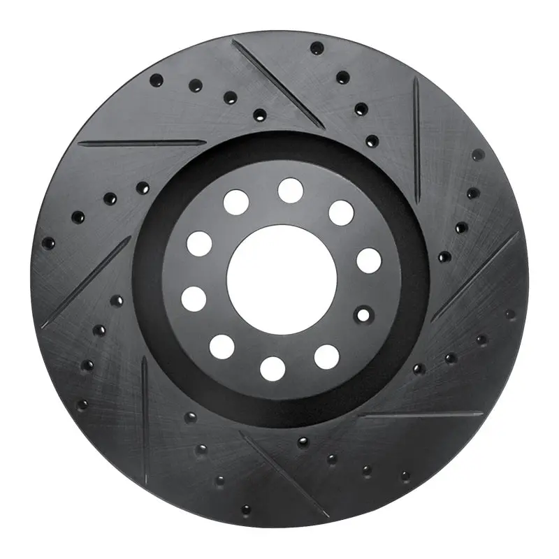 R1 98-09 Audi A6 (Mexico) Front Right Drilled & Slotted Black Brake Rotor 1