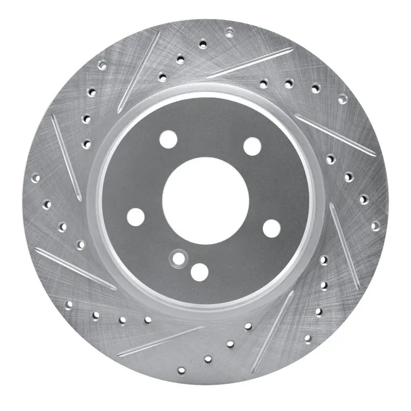 R1 98-09 Chrysler Crossfire Rear Left Drilled & Slotted Silver Brake Rotor 1