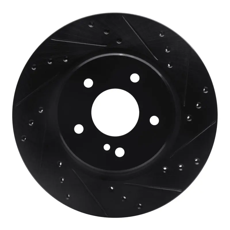 R1 98-09 Chrysler Crossfire Rear Right Drilled & Slotted Black Brake Rotor 1