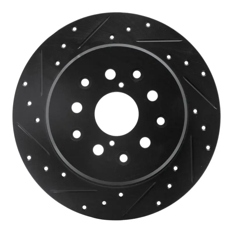 R1 98-10 Lexus Gs430 Rear Left Drilled & Slotted Black Brake Rotor 1