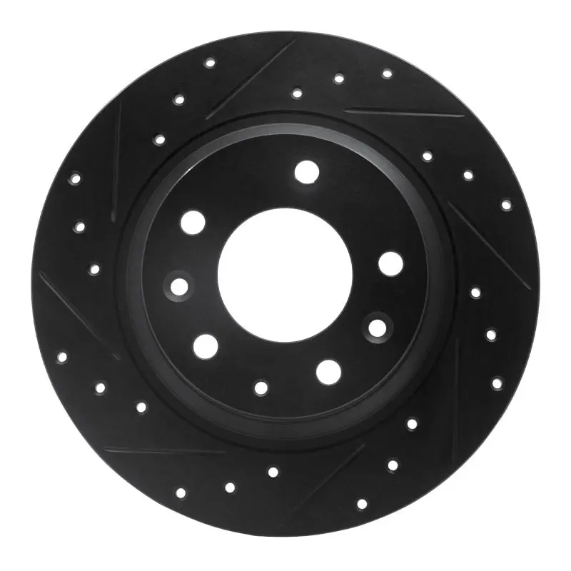 R1 98-15 Ford Fusion Rear Left Drilled & Slotted Black Brake Rotor 1