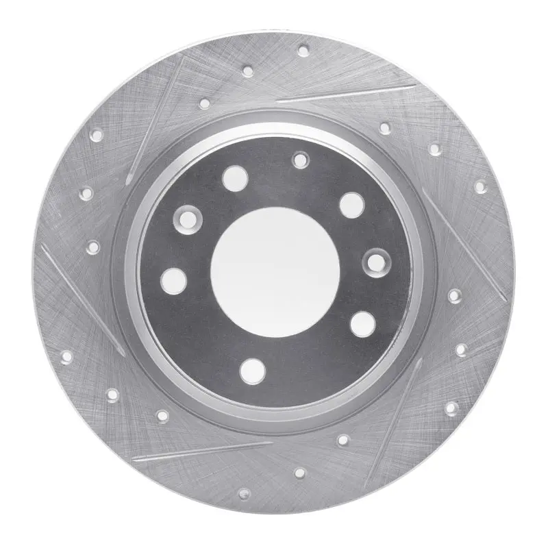 R1 98-15 Ford Fusion Rear Left Drilled & Slotted Silver Brake Rotor 1