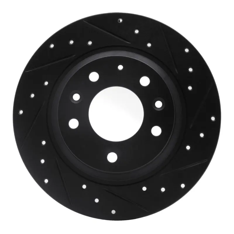 R1 98-15 Ford Fusion Rear Right Drilled & Slotted Black Brake Rotor 1