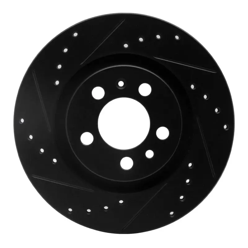 R1 98-15 Volkswagen Beetle Front Left Drilled & Slotted Black Brake Rotor 1