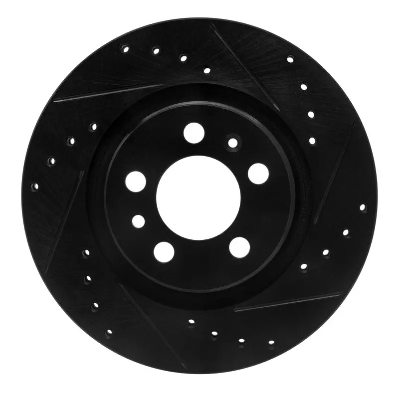 R1 98-15 Volkswagen Beetle Front Right Drilled & Slotted Black Brake Rotor 1