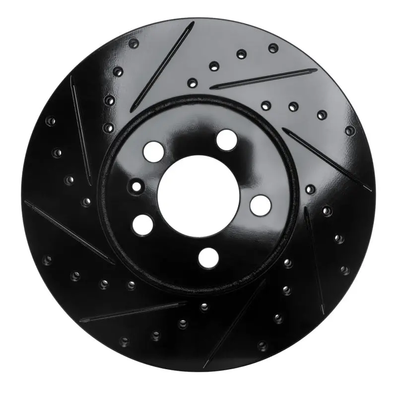 R1 98-18 Audi A1 (Mexico) Front Left Drilled & Slotted Black Brake Rotor 1