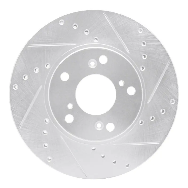 R1 98-22 Acura Csx Front Right Drilled & Slotted Silver Brake Rotor 1