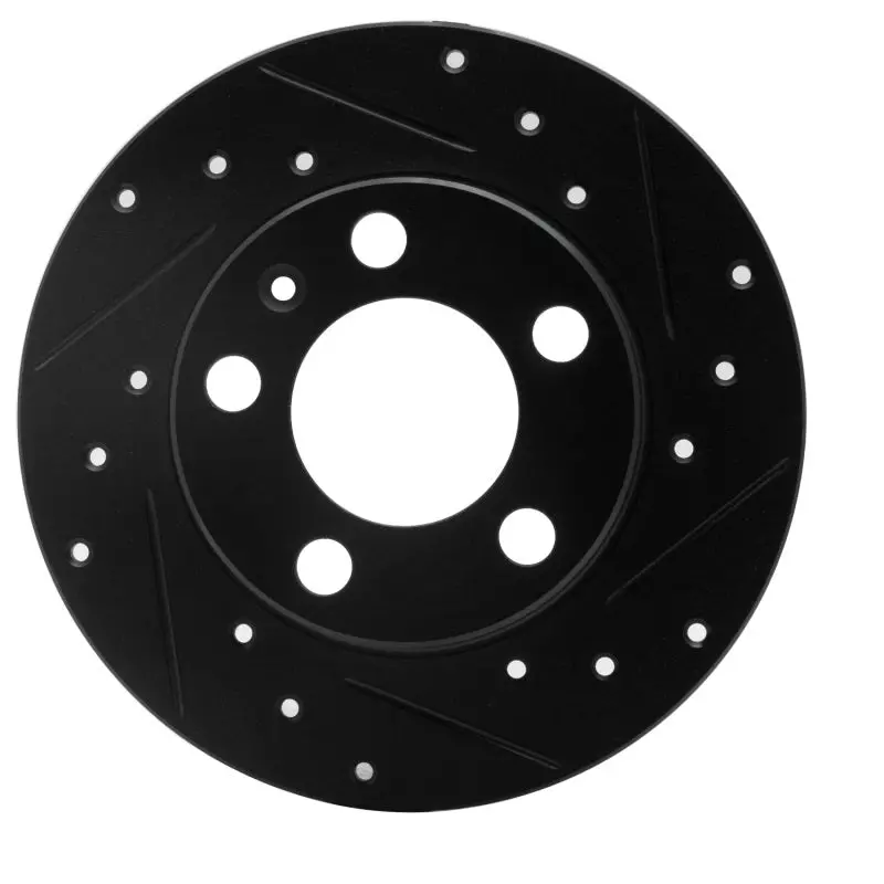 R1 98-24 Audi A1 (Mexico) Rear Right Drilled & Slotted Black Brake Rotor 1