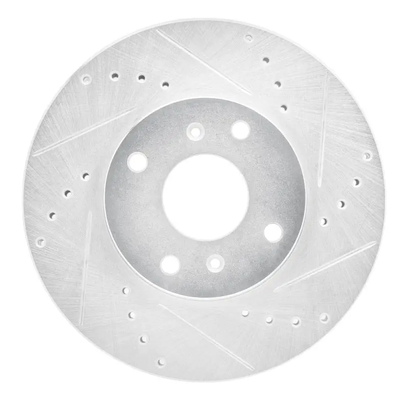 R1 98-99 Acura Cl Front Right Drilled & Slotted Silver Brake Rotor 1