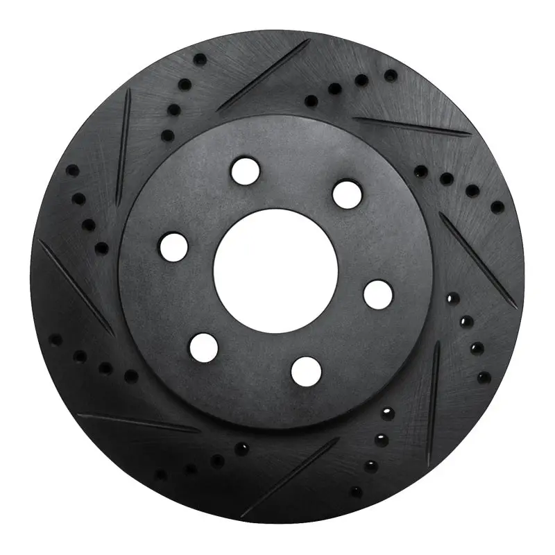 R1 98-99 Cadillac Deville Front Left Drilled & Slotted Black Brake Rotor 1