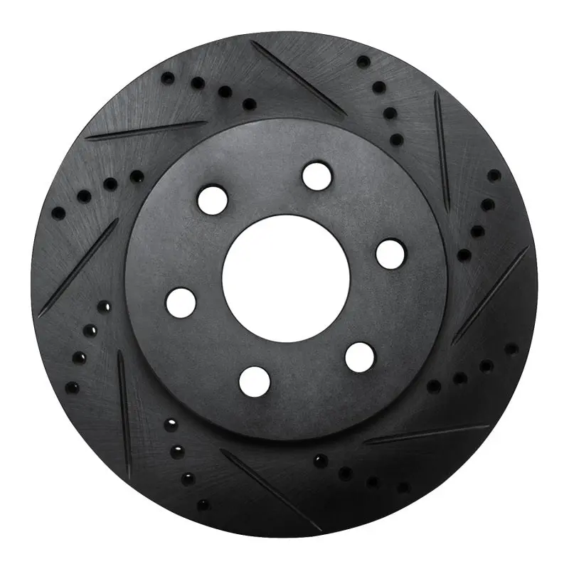 R1 98-99 Cadillac Deville Front Right Drilled & Slotted Black Brake Rotor 1