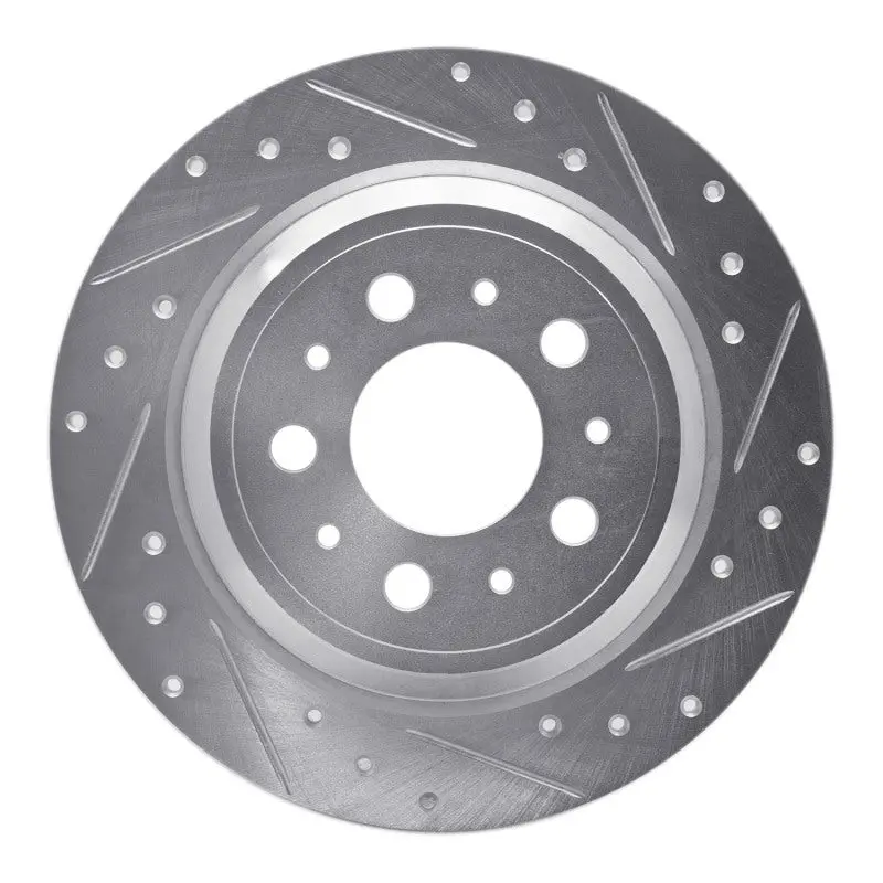 R1 99-00 Volvo V70 Rear Right Drilled & Slotted Silver Brake Rotor 1